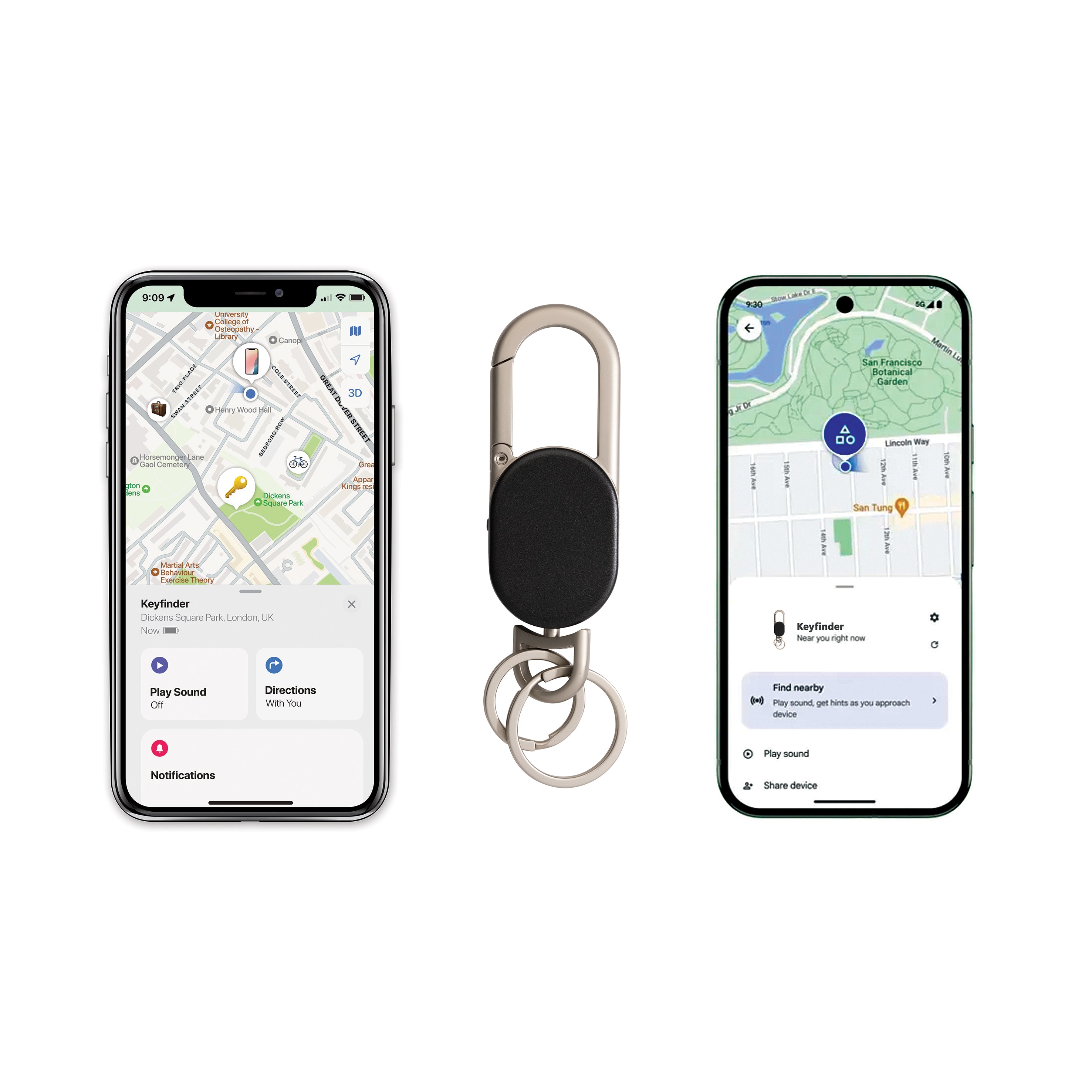 Keyfinder Dual -avaimenperä paikannuksella